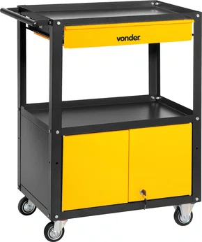 Carro para Ferramentas com 1 Gaveta, Porta com Chave e 4 Rodízios de 3" Vonder