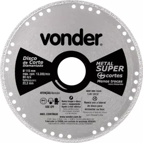 Disco de Corte Diamantado 115 mm Super Vonder