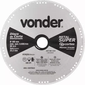 Disco de Corte Diamantado 180 mm Metal Super Vonder