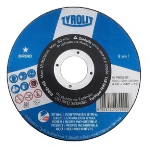 Disco de Corte 4.1/2" 115x1x22,2 Basic 2 em 1 Tyrolit