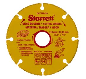 Disco De Corte Madeira 110mm Tungstenio Para Serra Mármore DCT110-20 Starrett