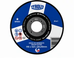 Disco de Desbaste 115 x 4,8 x 22,23mm Secur Extra Tyrolit