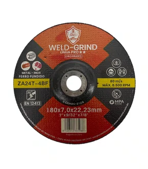 Disco De Desbaste 7 Pol. 180X7,0X22mm Pró Grind ZA - 8126 - SC WELD