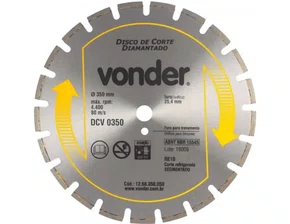 Disco Diamantado 350 mm para Asfalto/Concreto DCV0350 – Vonder