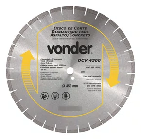 Disco Diamantado Segmentado 450 mm para Asfalto e Concreto DCV 4500 Ref. 1268450025 Vonder