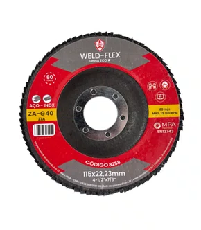 Disco Flap 115X22mm GR  40 Eco ZA Fibra Angular Flex - 8258 - SC WELD