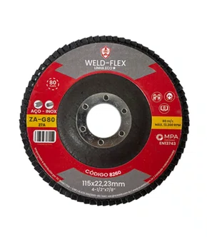 Disco Flap 115X22mm GR  80 Eco ZA Fibra Angular Flex - 8260 - SC WELD