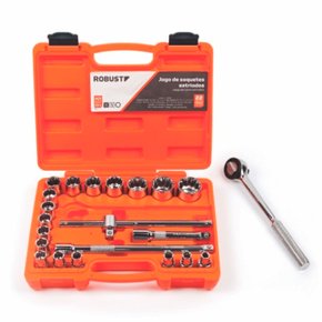 Jogo Soquete Estriados 1/2 22 Peças D26-22AM Robust
