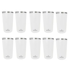 Kit 10 Copos Térmicos Aço Inox 420ML Branco p/ Água Cerveja Café - Quente e Frio