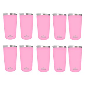 Kit 10 Copos Térmicos Aço Inox 420ML Rosa p/ Água Cerveja Café - Quente e Frio