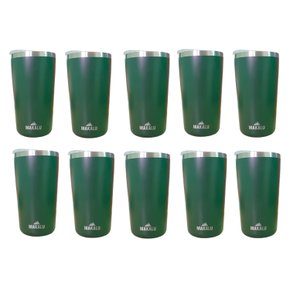 Kit 10 Copos Térmicos Aço Inox 420ML Verde p/ Água Cerveja Café - Quente e Frio