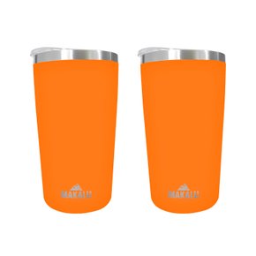 Kit 2 Copos Térmicos Aço Inox 420ML Laranja p/ Água Cerveja Café - Quente e Frio