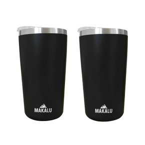 Kit 2 Copos Térmicos Aço Inox 420ML Preto p/ Água Cerveja Café - Quente e Frio