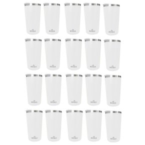 Kit 20 Copos Térmicos Aço Inox 420ML Branco p/ Água Cerveja Café - Quente e Frio