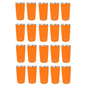 Kit 20 Copos Térmicos Aço Inox 420ML Laranja p/ Água Cerveja Café - Quente e Frio