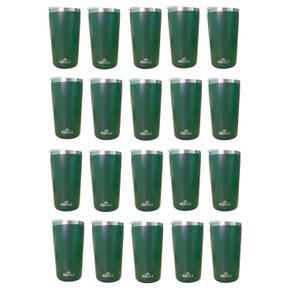 Kit 20 Copos Térmicos Aço Inox 420ML Verde p/ Água Cerveja Café - Quente e Frio