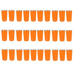 Kit 30 Copos Térmicos Aço Inox 420ML Laranja p/ Água Cerveja Café - Quente e Frio