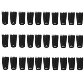 Kit 30 Copos Térmicos Aço Inox 420ML Preto p/ Água Cerveja Café - Quente e Frio