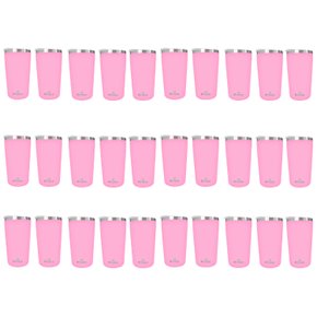 Kit 30 Copos Térmicos Aço Inox 420ML Rosa p/ Água Cerveja Café - Quente e Frio