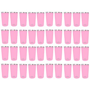 Kit 40 Copos Térmicos Aço Inox 420ML Rosa p/ Água Cerveja Café - Quente e Frio