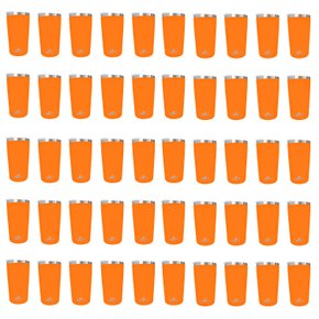 Kit 50 Copos Térmicos Aço Inox 420ML Laranja p/ Água Cerveja Café - Quente e Frio