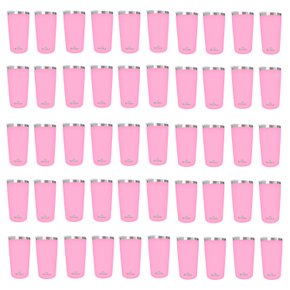 Kit 50 Copos Térmicos Aço Inox 420ML Rosa p/ Água Cerveja Café - Quente e Frio