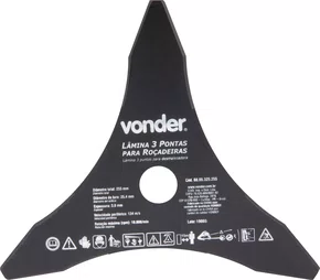 Lâmina 3 Pontas para Roçadeira 255 x 25,4 x 3,0 mm Vonder