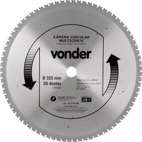 Lâmina Circular Multicorte 355 x 2,2 x 3,0 mm 80 Dentes Vonder