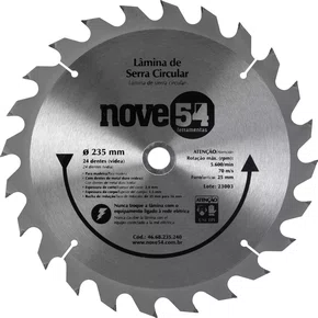 Lâmina Serra Circular Vídea 235 x 25 mm 24 Dentes Modelo 954 Vonder