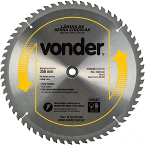 Lâmina para Serra Circular Vídea 350x30 mm 60 Dentes Vonder