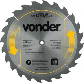 Lâmina para Serra Circular 400 x 30 mm 24 Dentes Vídea Vonder