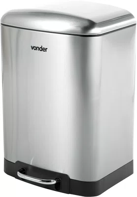 Lixeira Retangular 12L Aço Inox com Pedal Vonder