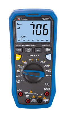 Multímetro Digital True Rms, Capacitância, Frequência, Temperatura, Luz E Interface Usb ET-2233 Minipa