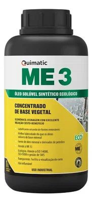 Óleo Solúvel Sintético Vegetal ME3 Quimatic 1 Litro AN1 Tapmatic