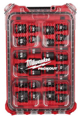 Jogo Soquete Impacto Packout Enc. 1/2" Curto 27 Pçs Mm/Pol 49-66-6804 Milwaukee