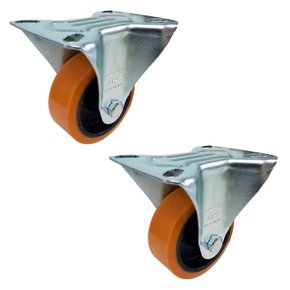 Rodízio Fixo 3” FLR 312 UFN 170kg PU Laranja com Bucha 106743 2un Rod-Car