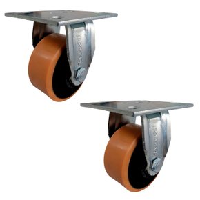 Rodízio Fixo 4” FIR 42 UFK 400kg PU Laranja Rolamento 122679 2un Rod-Car