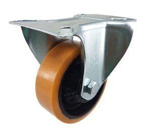 Rodízio Fixo 4” FLR 414 UFK 250kg PU Laranja Rolamento 113847 Rod-Car