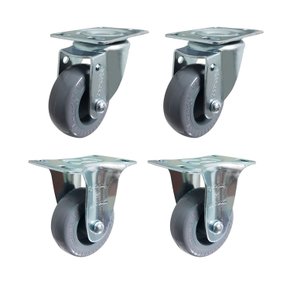 Rodízio Fixo + Giratório 2” 210 BP Cinza 45kg Rod-Car