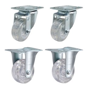 Rodízio Fixo + Giratório 2” 210 GEL Incolor 30kg Rod-Car