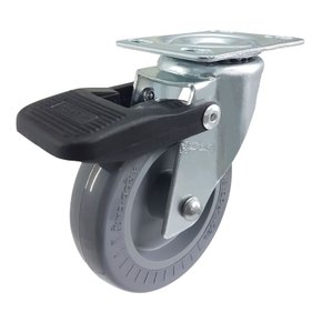 Rodízio Giratório 3” GLRO 310 BP 60kg Cinza C/Freio 102675 Rod-Car