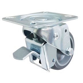 Rodízio Giratório 3” GLROA 312 BP 80kg Cinza Com Freio 114588 Rod-Car