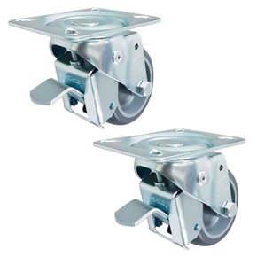 Rodízio Giratório 3” GLROA 312 BP 80kg Cinza Com Freio 114588 2un Rod-Car