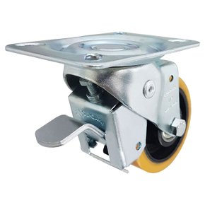 Rodízio Giratório 3” GLROA 312 UFK 170kg PU Laranja Rolamento e Freio 121649 Rod-Car