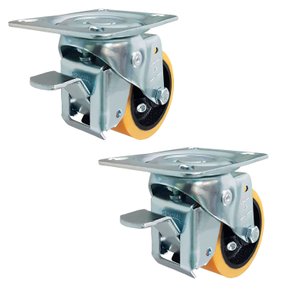 Rodízio Giratório 3” GLROA 312 UFN 170kg PU Laranja Bucha e Freio 106864 2un Rod-Car