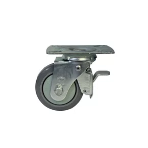 Rodizio Giratório 4" GLROA 414 BPKC 110 KG  Cinza Com Rolamento e Freio 108356 Rod-Car