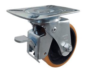 Rodizio Giratório 4" GLROA 414 UFK 250kg PU Laranja Rolamento 117343 Rod-Car