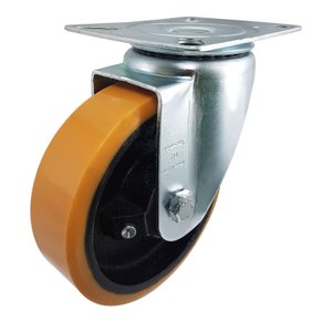 Rodizio Giratório 5” GLR 514 UFN 300kg PU Laranja Bucha 100557 Rod-Car