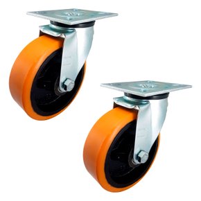 Rodízio Giratório 6” GIR 62 UFK 450kg PU Laranja Rolamento 105032 2un Rod-Car