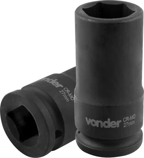 Soquete Sextavado Longo Encaixe 3/4" 27 mm Cromado Vonder